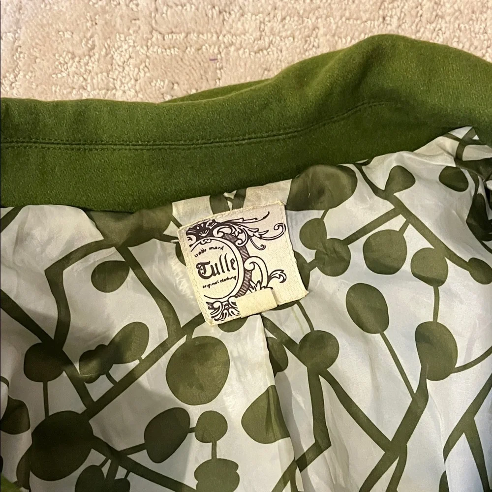 Tulle Olive Green Women's Coat size S - Picture 3 of 5